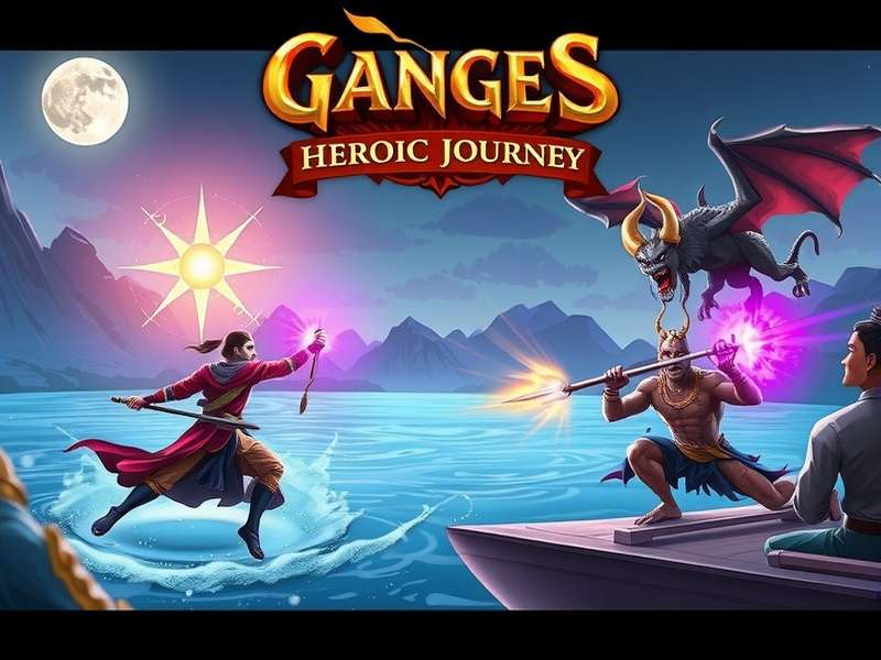 Ganges Heroic Journey combat screenshot showing hero using divine powers against demons