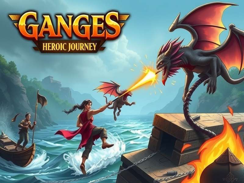 Ganges Heroic Journey game cover showing a hero battling mythical creatures on the Ganges river